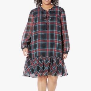 Draper James Holiday Preppy Plaid Flounce Skirt Shift Dress -Tartan - XL - NWT
